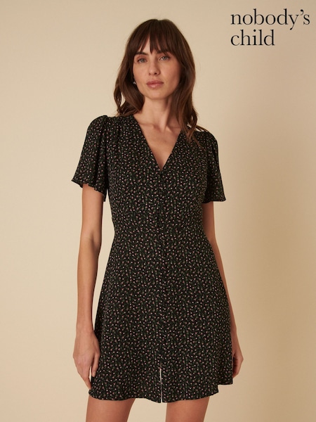 Nobodys Child Black Andie Joanie Bow Back Rosebud Mini Dress (F08622) | R$ 680