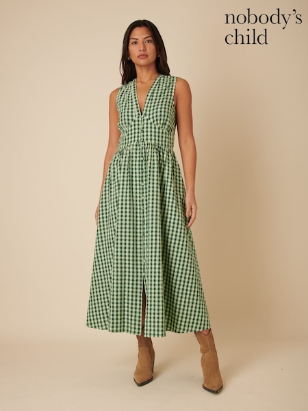 Nobodys Child Green Starlight Gingham Sleeveless Midaxi Dress (F08627) | €104