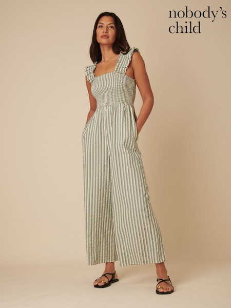 Nobodys Child Green Maya Ruffle Strap Wide Leg Jumpsuit (F08638) | 4,746 UAH