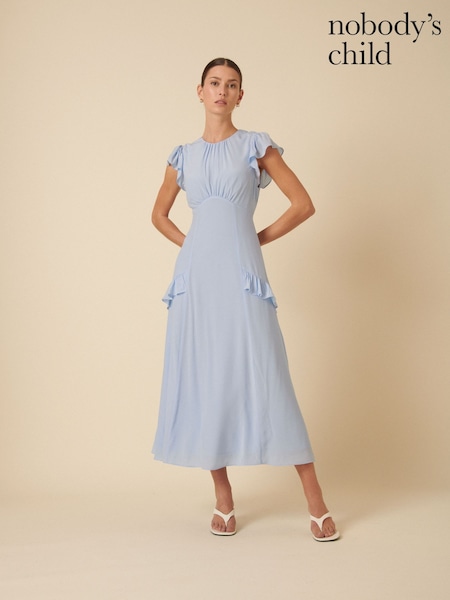 Nobodys Child Blue Seren Open Back Ruffle Detail Midi Dress (F08652) | 6,609 UAH