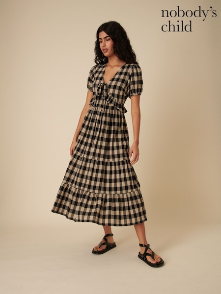 Nobodys Child Black Gingham Tie Front Tessa Dresses (F08656) | AED641