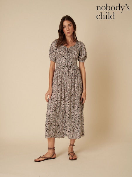 Nobodys Child Cream Geniveve Off The Shoulder Floral Midi Dress (F08659) | R$ 680