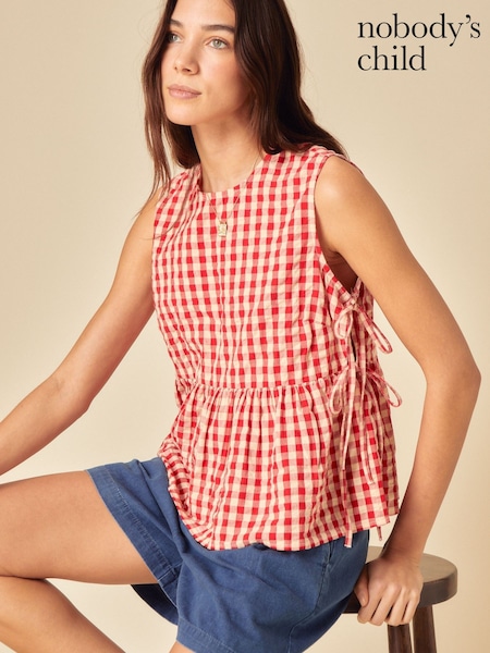 Nobodys Child Red Gingham Swing Tie Side Top (F08663) | €70