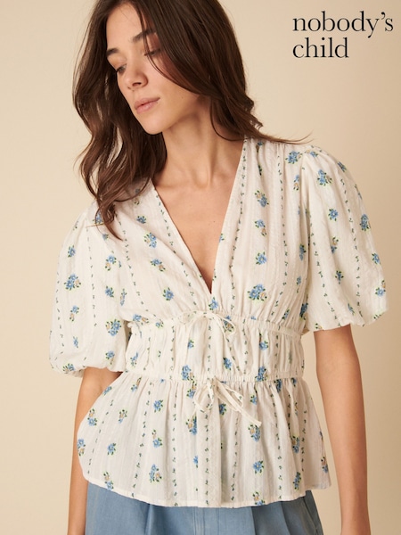 Nobodys Child Cordelia Floral Print Tie Front Top (F08670) | €93