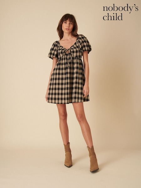 Nobodys Child Joanna Large Mono Gingham Mini Dress (F08672) | 633 LEI