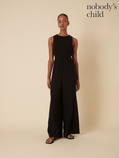 Nobodys Child Black RuthTie Back Wide Leg Jumpsuit (F08673) | ₪377