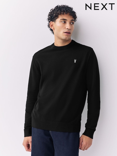 Black Stag Logo Regular Fit Cotton Rich Crew Neck Jumper (F08691) | €33