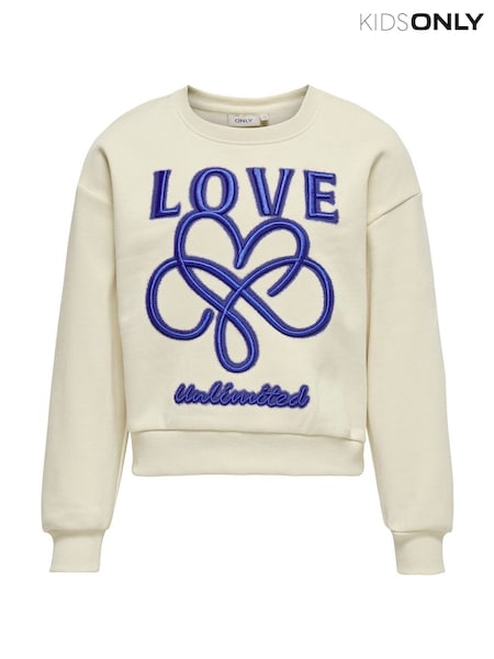 ONLY KIDS Cream Graphic Logo Love Sweatshirt (F08694) | ₪131