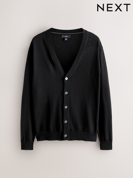 Black Regular Fit Cotton Rich Cardigan (F08702) | AZN 62
