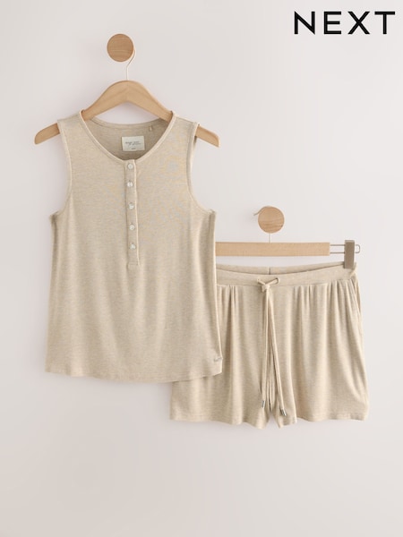 Овсяный - Rib Vest Short Set Pyjamas (F08707) | €30
