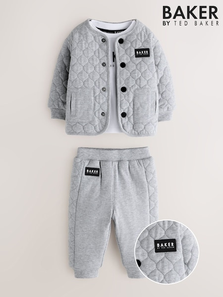 Baker by Ted Baker Grey Quilted Jacket T-Shirt And Joggers Set (F08711) | €57 - €59