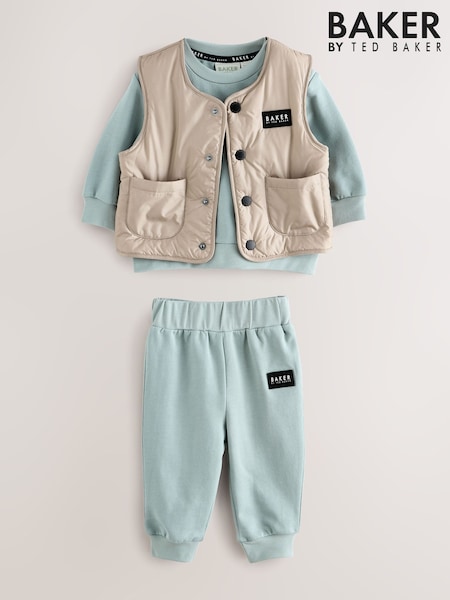 Baker by Ted Baker Stone/Green Gilet Sweatshirt and Joggers Set (F08712) | €66 - €70