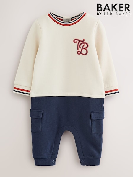 Baker by Ted Baker Stone Navy Red Varsity Romper (F08722) | R$ 295 - R$ 325