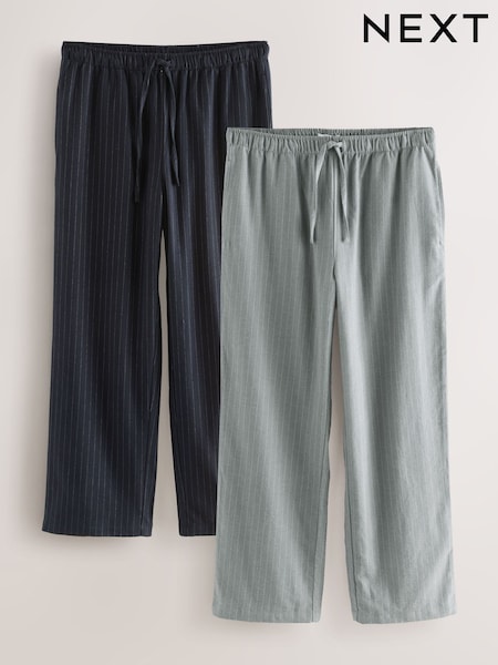 Grey/Neutral Stripe Woven Pyjama Bottoms 2 Pack (F08760) | €43