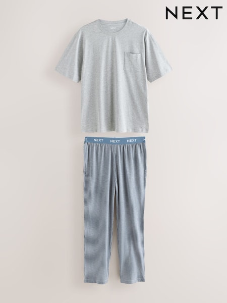 Azul marino - Stripe Short Sleeve Jersey Pyjamas Set (F08766) | 37 €