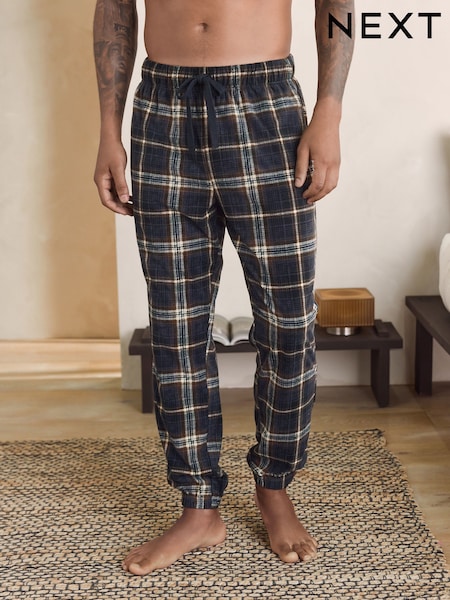 Diseño a cuadros en negro/neutro - Motionflex Corded Cosy Cuffed Pyjama Bottoms (F08781) | 24 €