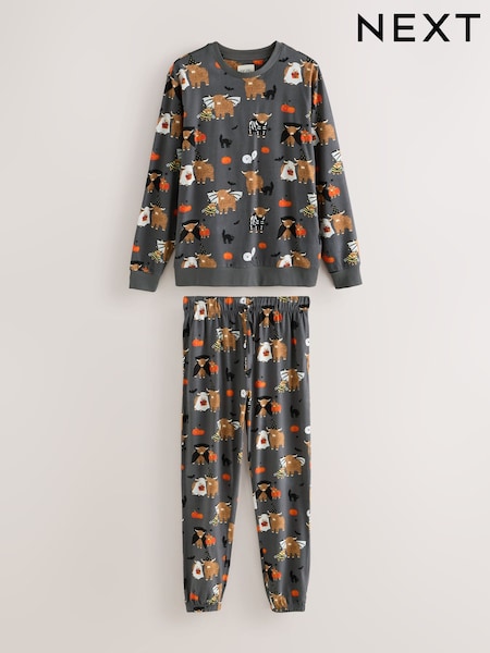 Dark Grey Hamish The Highland Cow Halloween Family Pyjama Set (F08789) | AZN 57