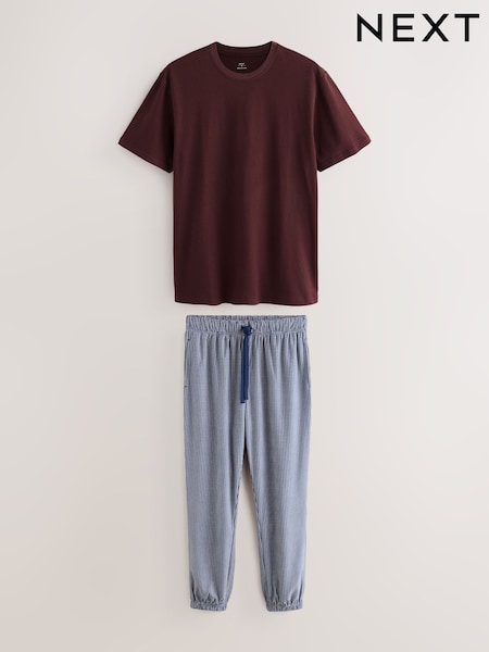 Navy Blue Motionflex Cosy Short Sleeve Cuffed Pyjamas (F08790) | €32