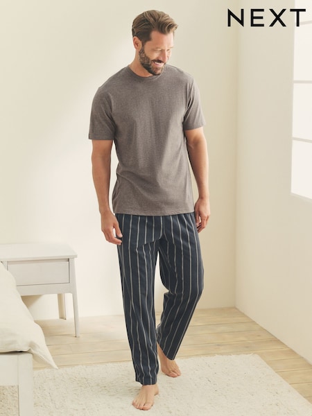 Black/Neutral Stripe Motionflex Cosy Pyjamas Set (F08792) | AZN 66