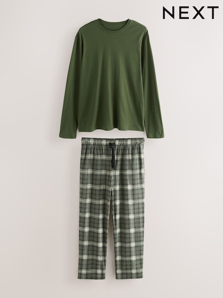 Khaki Green Motionflex Cosy Long Sleeve Pyjamas Set (F08793) | AZN 66