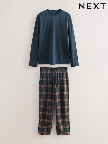 Navy Blue/Rust Motionflex Cosy Long Sleeve Pyjamas Set (F08795) | R$ 285