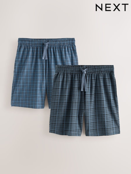 Navy Blue Jersey Check Pyjamas Shorts 2 Pack (F08807) | AZN 57