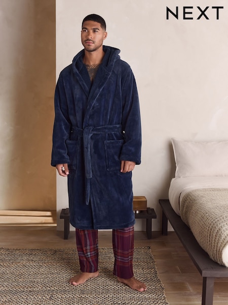 Navy Blue Fleece Dressing Gown (F08861) | R$ 345