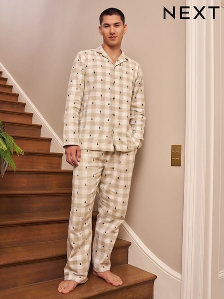 Neutrale Farbe - Check Matching Family Christmas Button Through Pyjamas Set (F08935) | 60 €