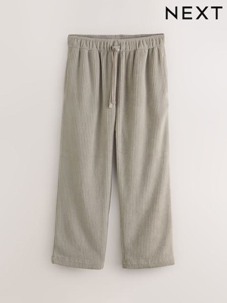 Neutral Stone Borg Fleece Rib Textured Joggers (F08947) | R$ 250