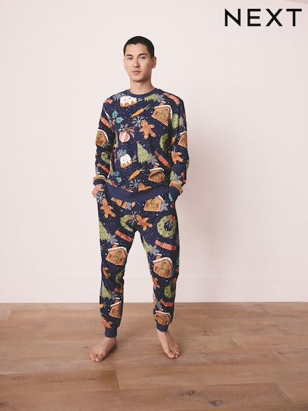 Navy Blue Pudding Matching Family Christmas Cosy Long Sleeve Pyjamas (F08953) | €36