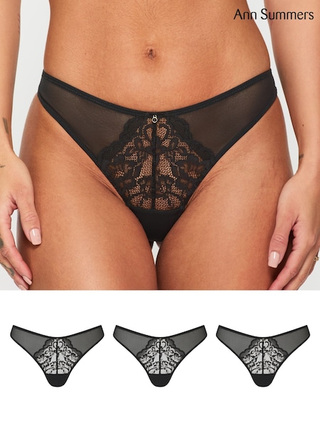 Ann Summers Black Thong Sexy Lace Knickers 3 Pack (F08996) | 1,202 UAH
