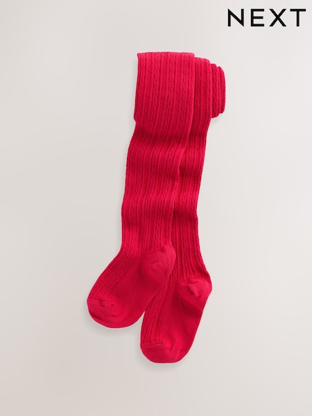 Red Regular Length Cotton Rich Cable Tights (F09003) | 27 QAR - 35 QAR