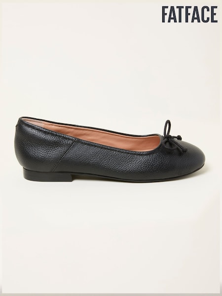 FatFace Black Leather Ballerina Pump (F09014) | €86