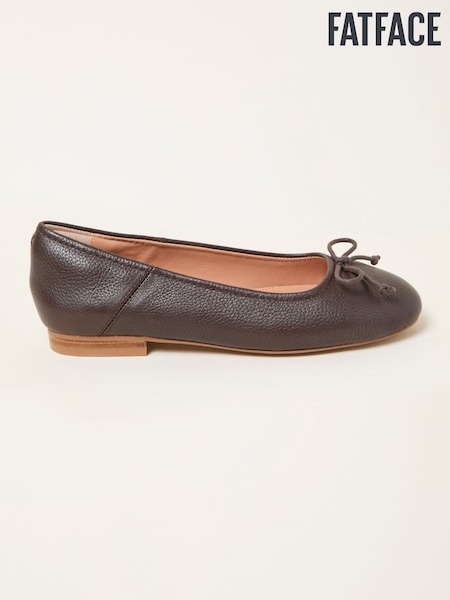 FatFace Chocolate Brown Leather Ballerina Pump (F09019) | €86