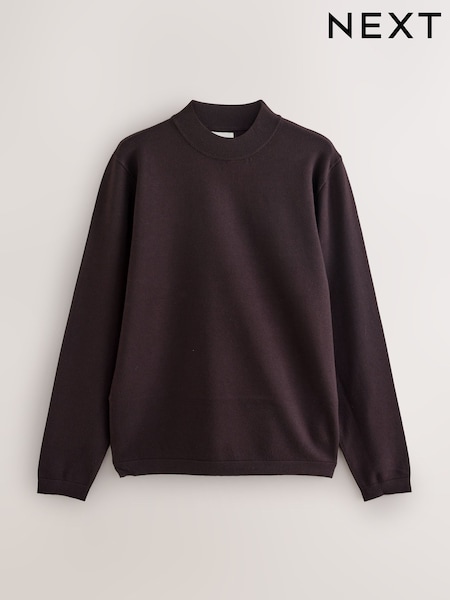 Chocolate Brown Regular Fit Premium High Crew Neck Jumpe (F09031) | €36