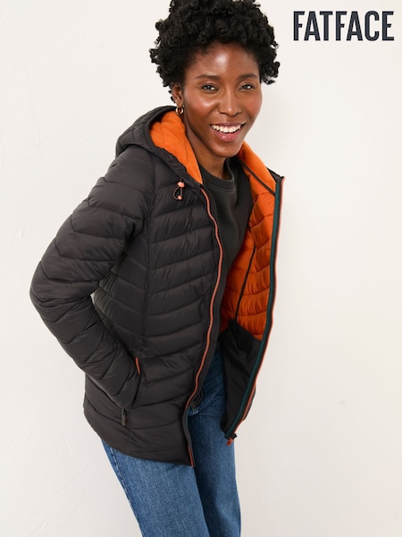 FatFace Ruby Black Lightweight Puffer Coat (F09063) | AED437