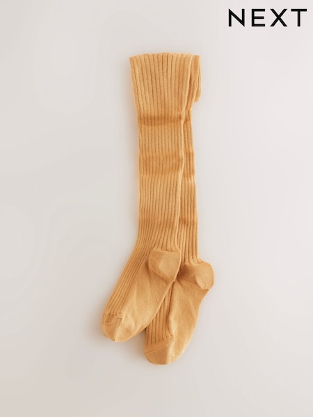 Ochre Yellow Cotton Rich Rib Tights (F09068) | €7 - €10