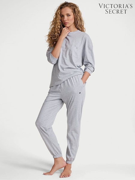 Victoria's Secret Medium Heather Grey Trouser Cotton Pyjama Set (F09114) | €56