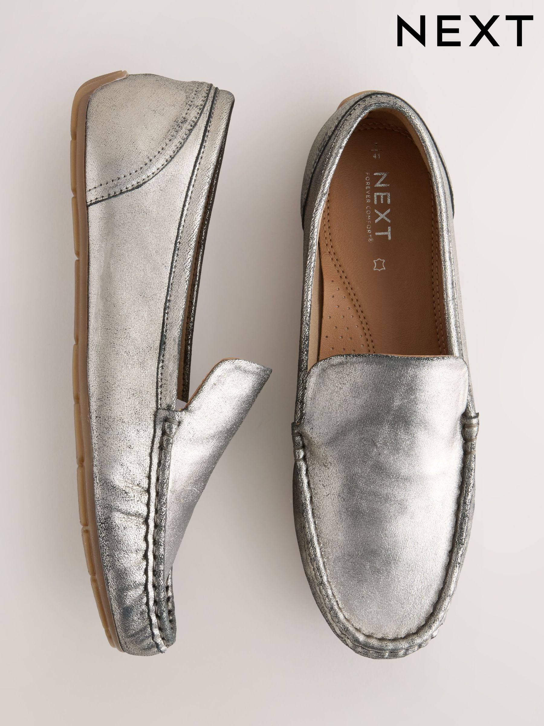 Silver Flat Shoes | Casual Silver Flats for Women | Next Oman
