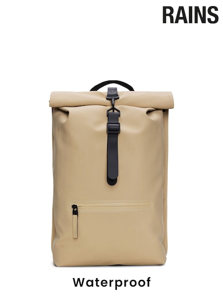 Beige - Rains Rolltop Waterproof Rucksack (F09259) | 64 €