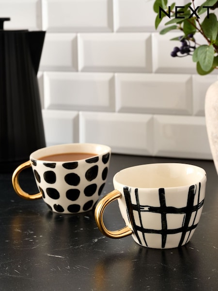 Set of 2 Spot and Stripes Mugs (F09278) | € 18