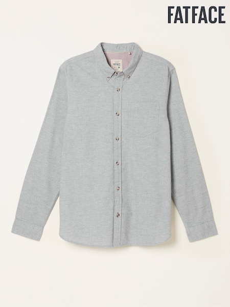 FatFace Tadlow Grey Long Sleeve Herringbone Shirt (F09289) | €70