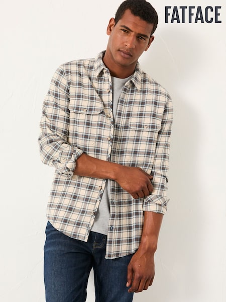 FatFace Pixley Oatmeal Long Sleeve Check Shirt (F09300) | 245 QAR