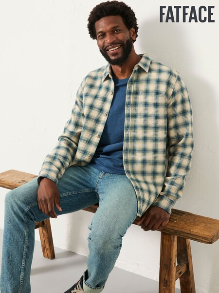 FatFace Tanton Natural Long Sleeve Textured Check Shirt (F09308) | €70