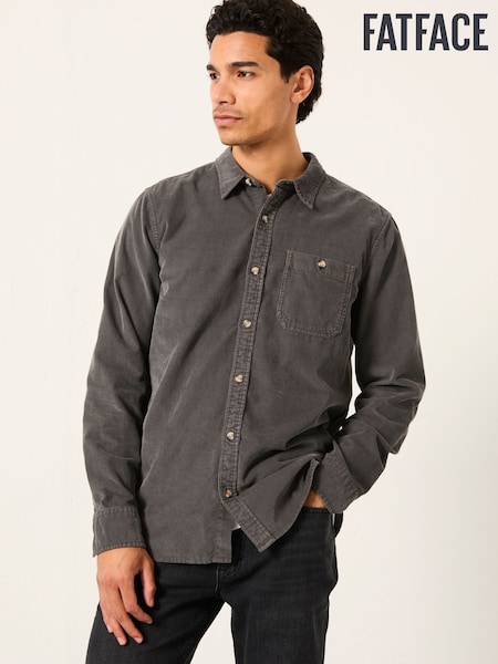 FatFace Dark Grey Long Sleeve Cord Shirt (F09312) | AZN 138
