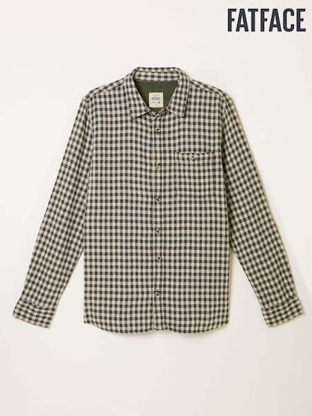 FatFace Emerald Green Long Sleeve Herringbone Check Shirt (F09314) | AED288