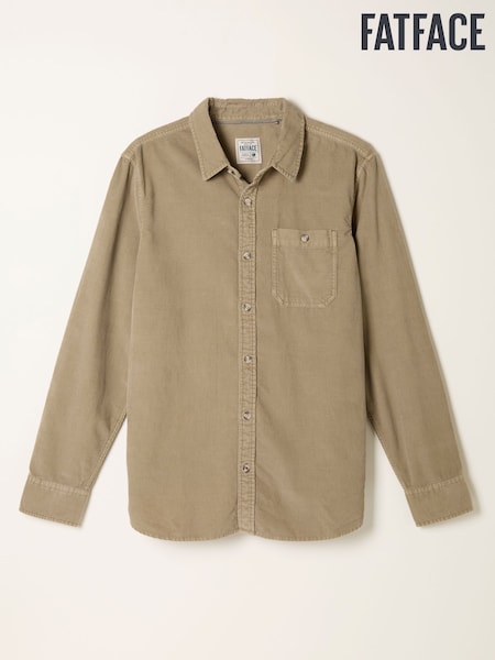 Natural escuro - FatFace Long Sleeve Cord Shirt (F09324) | R$ 545