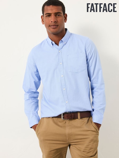 FatFace Seagre Blue Long Sleeve Semi Plain Shirt (F09329) | AED288
