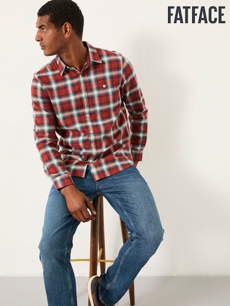 FatFace Thirn Berry Red Long Sleeve Check Shirt (F09340) | AED288