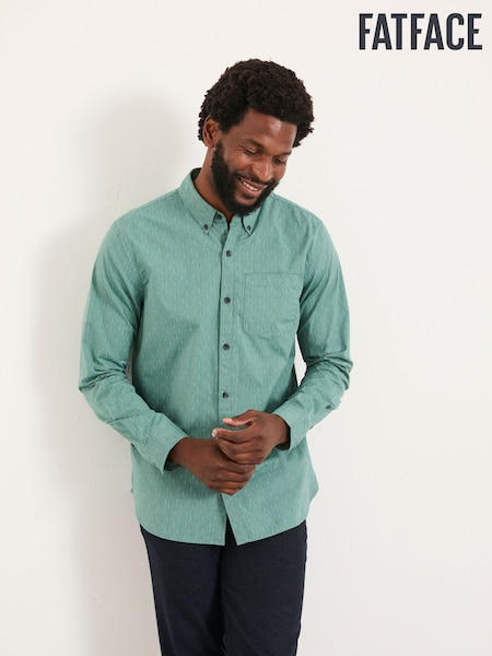 FatFace Emerald Green Long Sleeve Dot Print Shirt (F09350) | 272 QAR